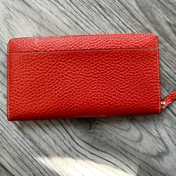 Kate Spade Red Leather Wellesley Neda Zip Around Clutch/Wristlet - Picture 3 of 7